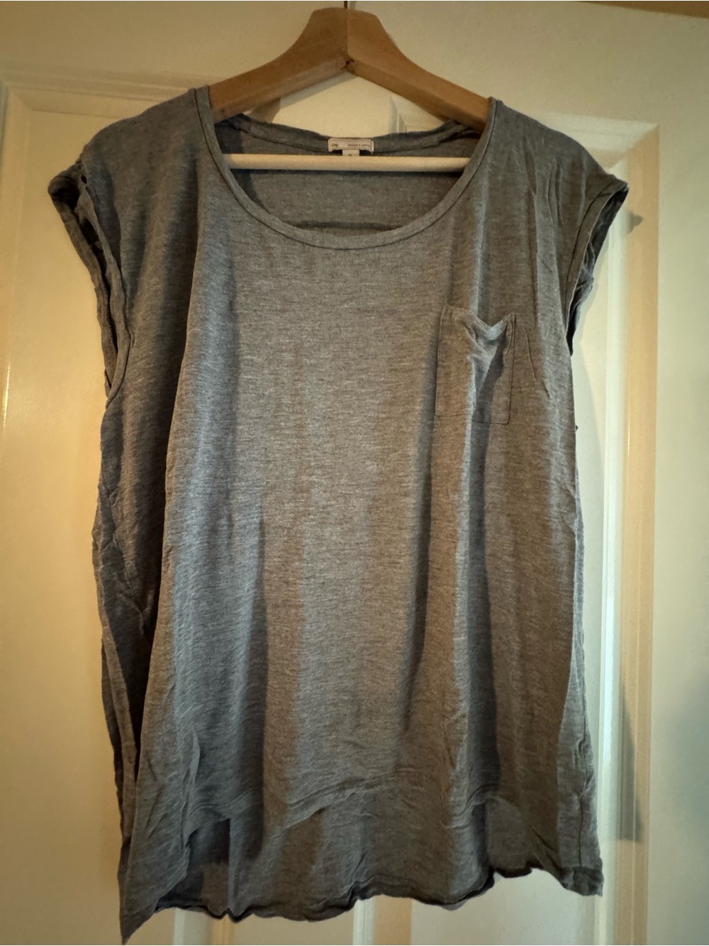 gap designed & crafted Relaxed Grey Pocket Cap-Sleeve Women's Top XL